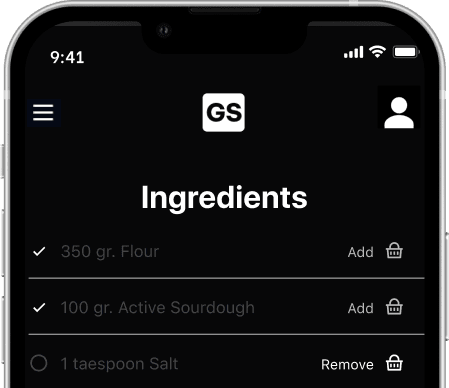 Grocery list showing checked and unchecked ingredients